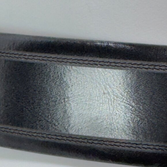 ALLEN EDMONDS Men's Black Leather Belt Handcrafted Silver Buckle Size 44 - Picture 3 of 9